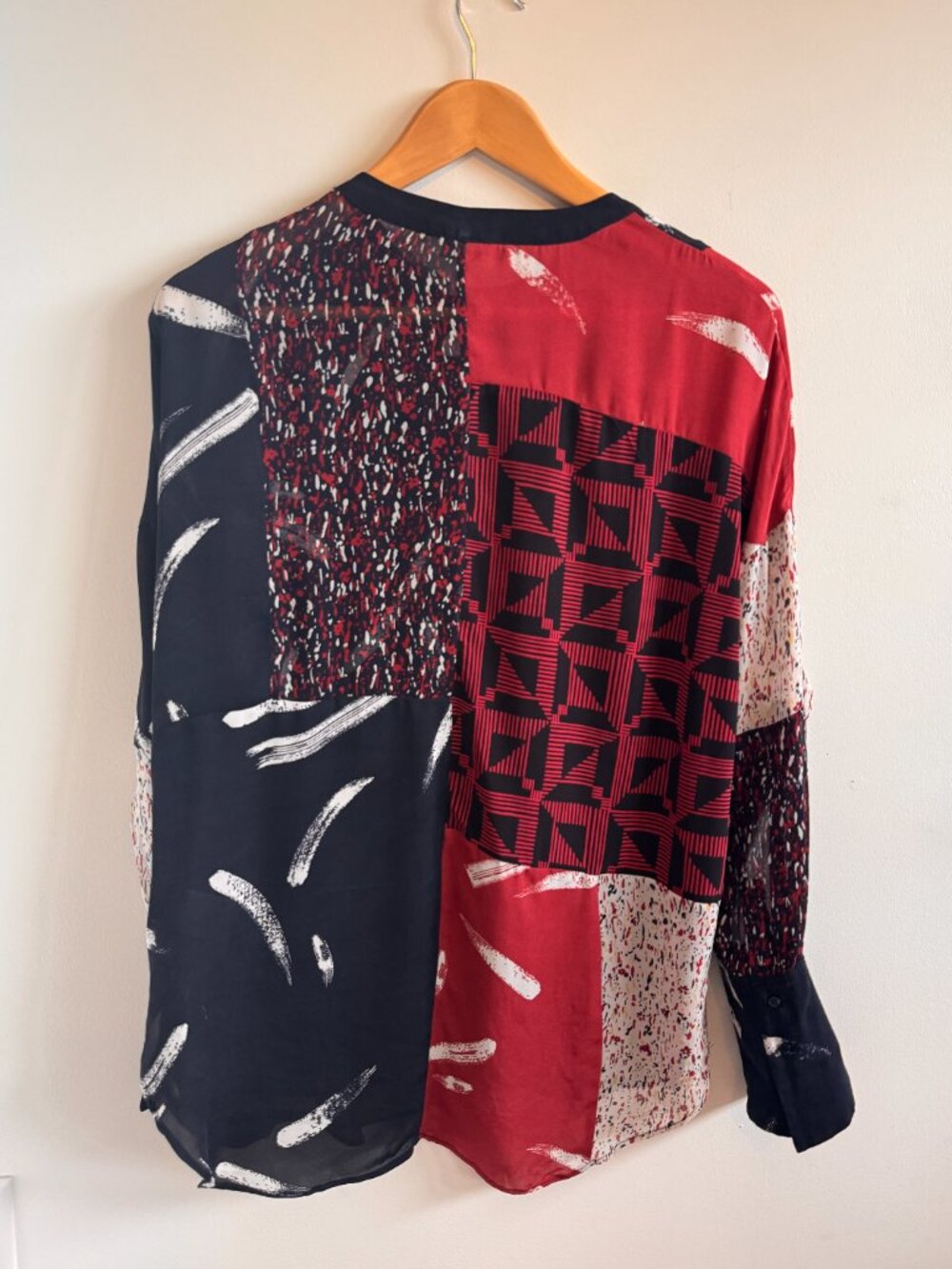 Refined! Joie Silk Multi-Fabric Band Collar Blouse - Picture 6 of 6